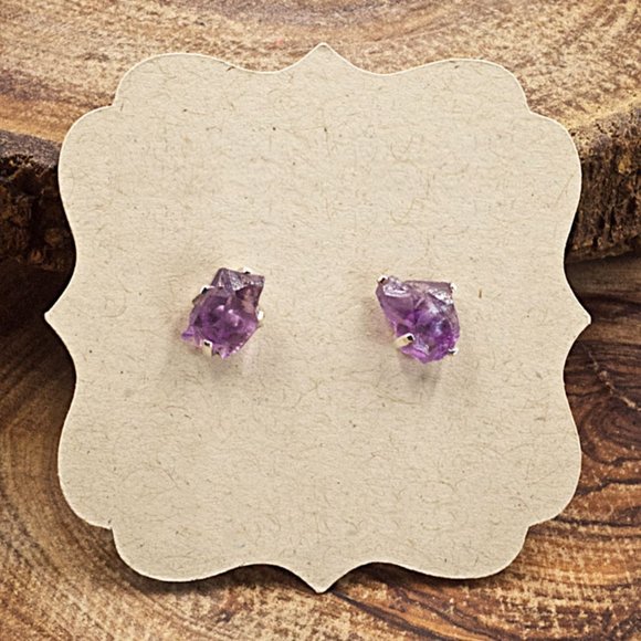 Amethyst and Sterling Silver Crystal Stud Earrings - Choose the pair you want - Picture 1 of 4